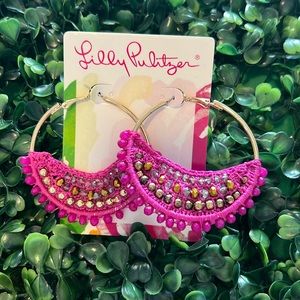 Lilly Pulitzer pink hoop earrings